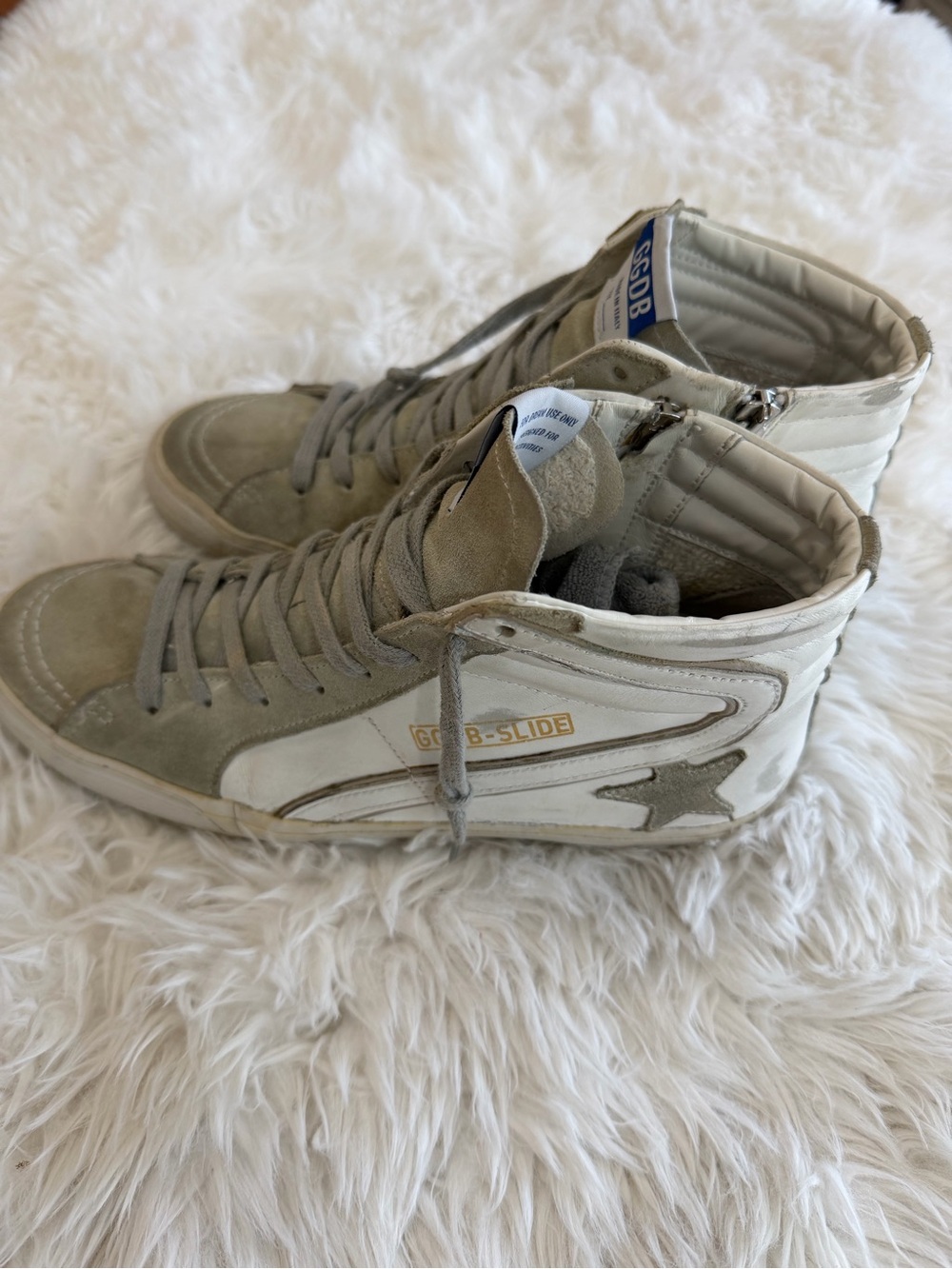 Golden Goose Slide Women’s White & Gray High-Top Sneakers Size 40 US 10